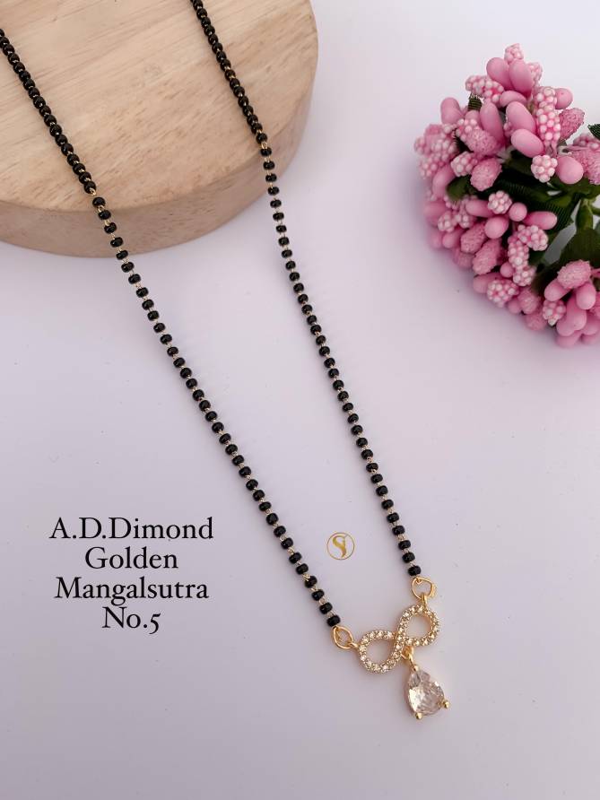 17 Daily Wear AD Diamond Golden Mangalsutra Wholesale Price In Surat
